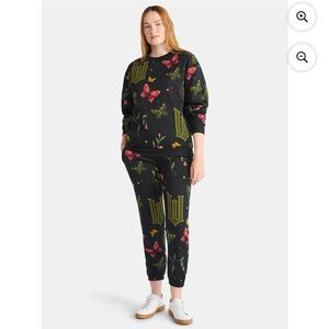 Wicked Black Butterfly Print Jogger Set- Women's Size XXL